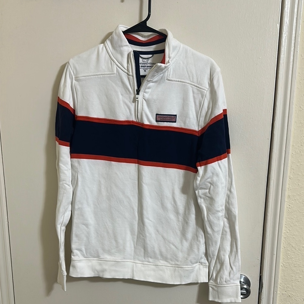 EUC Vineyard Vines Boys Striped Shep Shirt Quarter Zip Pullover‎ Sweater XL (18)